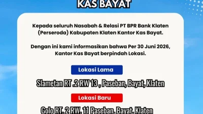 Pengumuman pindah lokasi kantor kas bayat