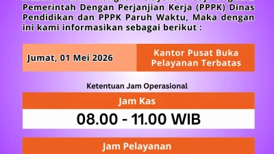 Pengumuman pelayanan terbatas pada tanggal 01/05/2026